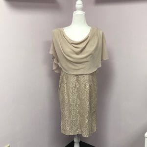 Jessica Howard 14P Shimmer Gold Knee Length Dress